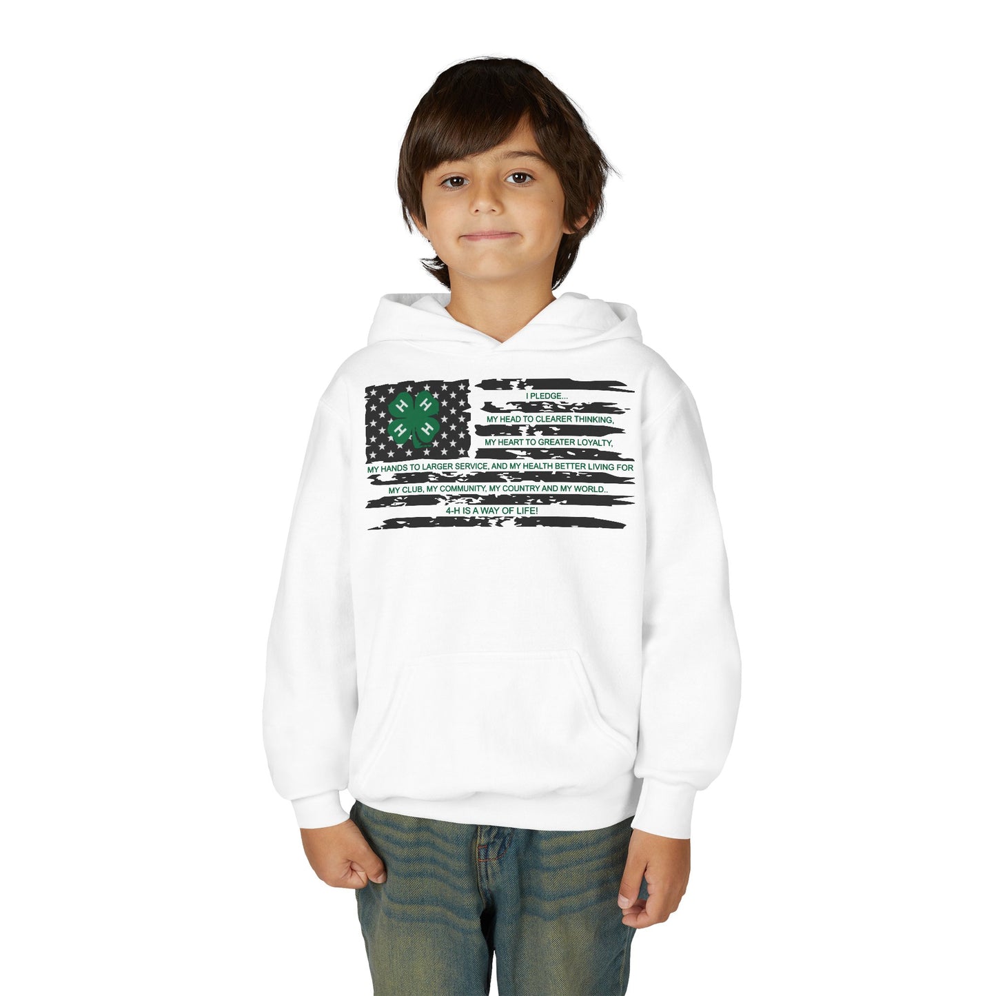 4-H PLEDGE American Flag - Youth Hoodie