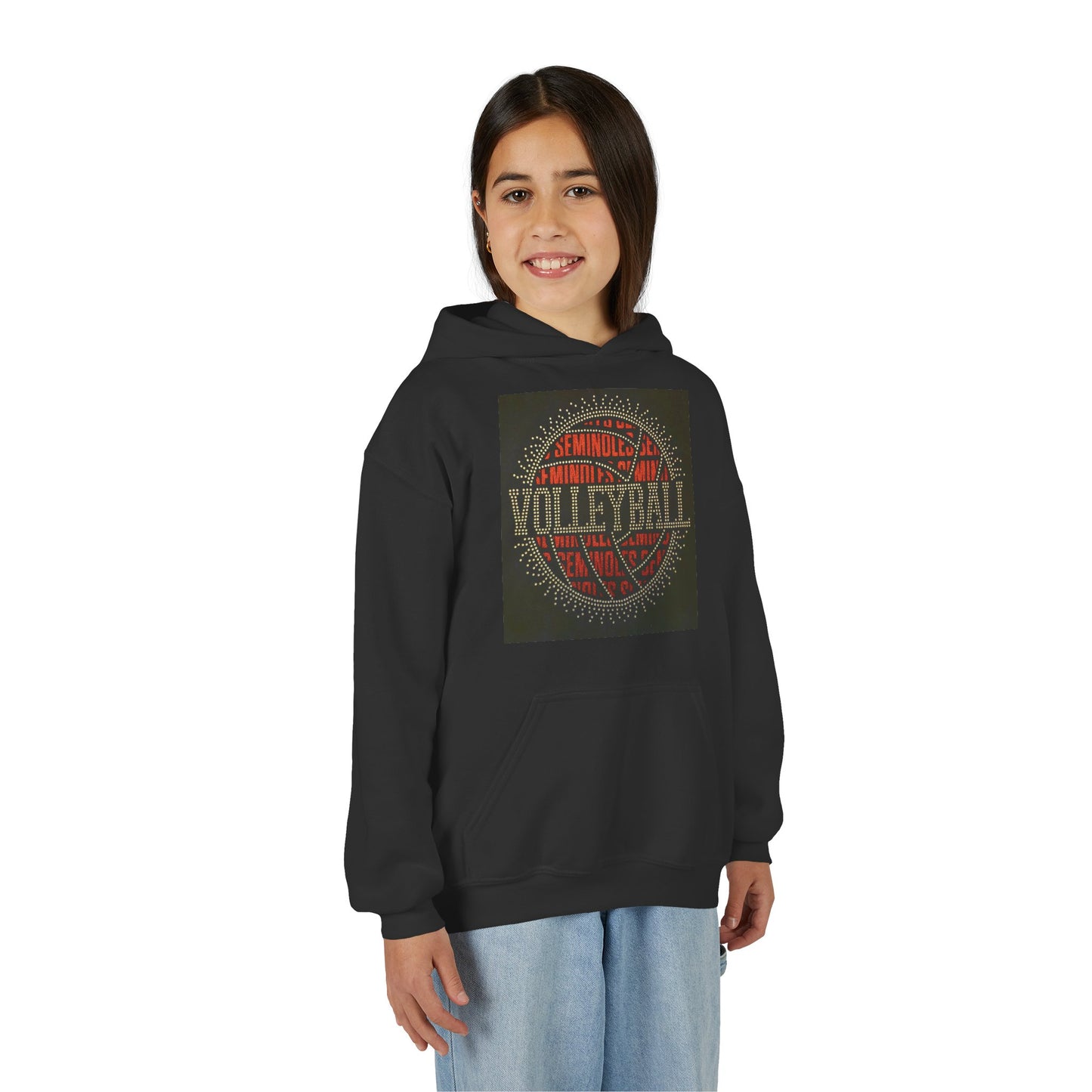 Seminoles Volleyball Rhinestone Youth Hoodie (Clear Rhinestones)