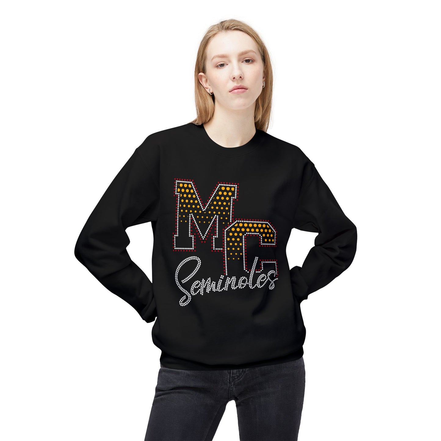 Monroe Central Crewneck Sweatshirt — RHINESTONE & GLITTER DESIGN!