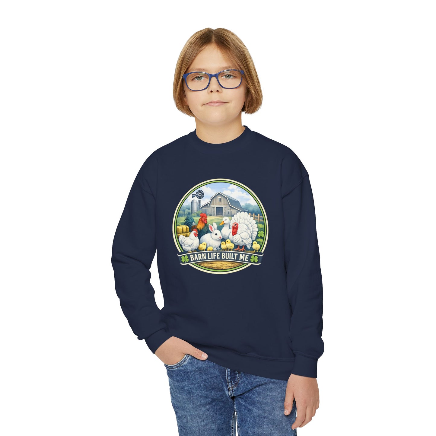 BARN LIFE BUILT ME - Small Animals - Youth Crewneck Sweatshirt