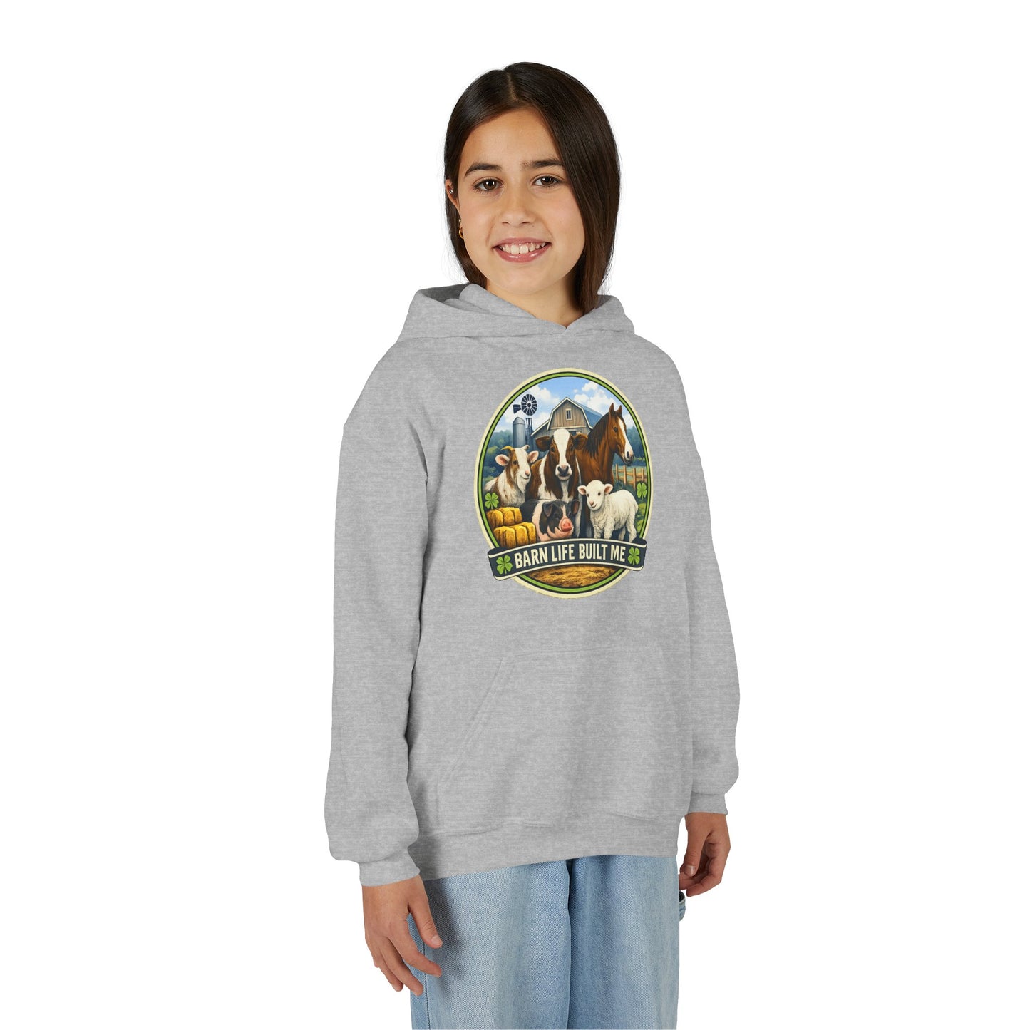 BARN LIFE BUILT ME - Large Animals - Youth Hoodie