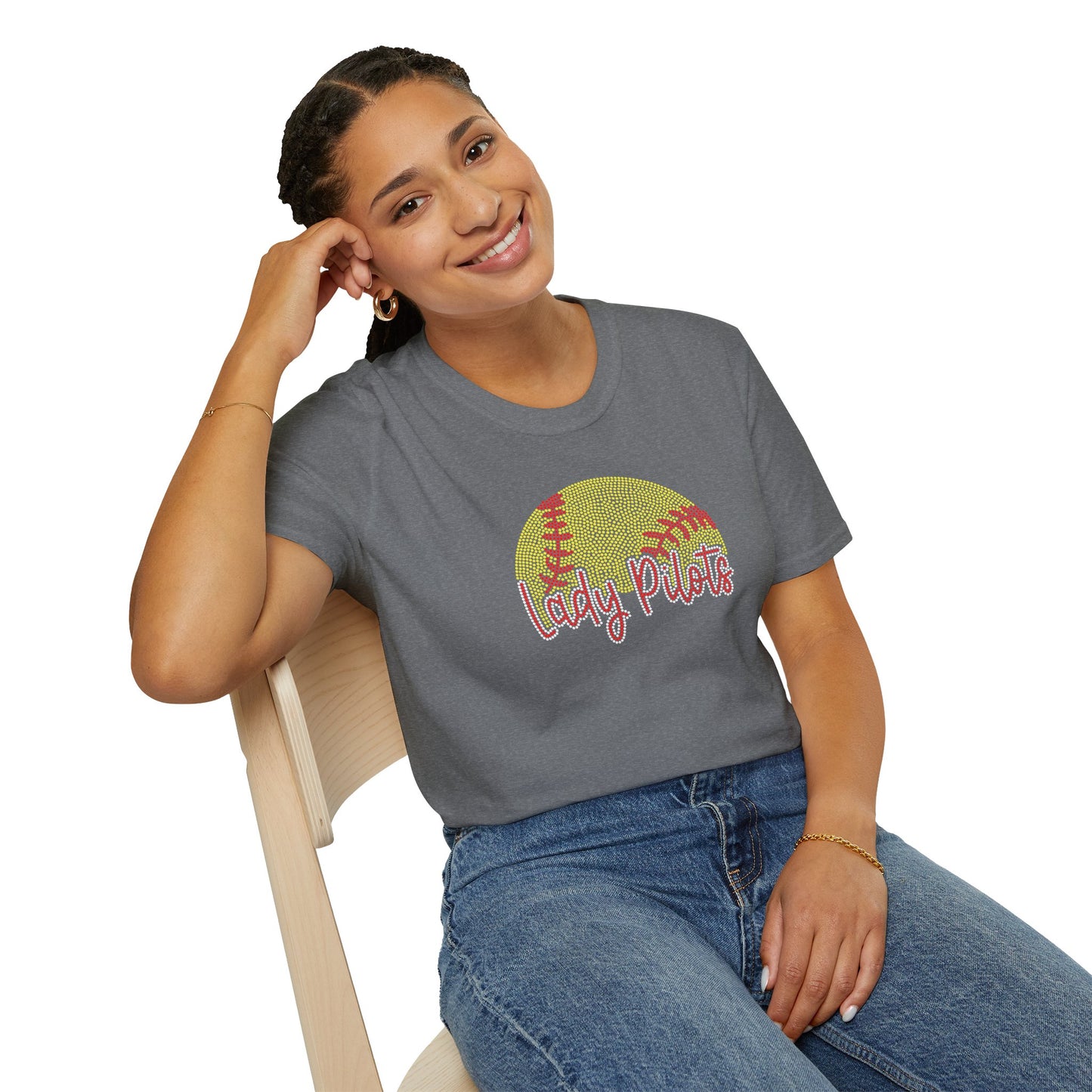 Lady Pilots Softball Unisex T-Shirt — Rhinestones