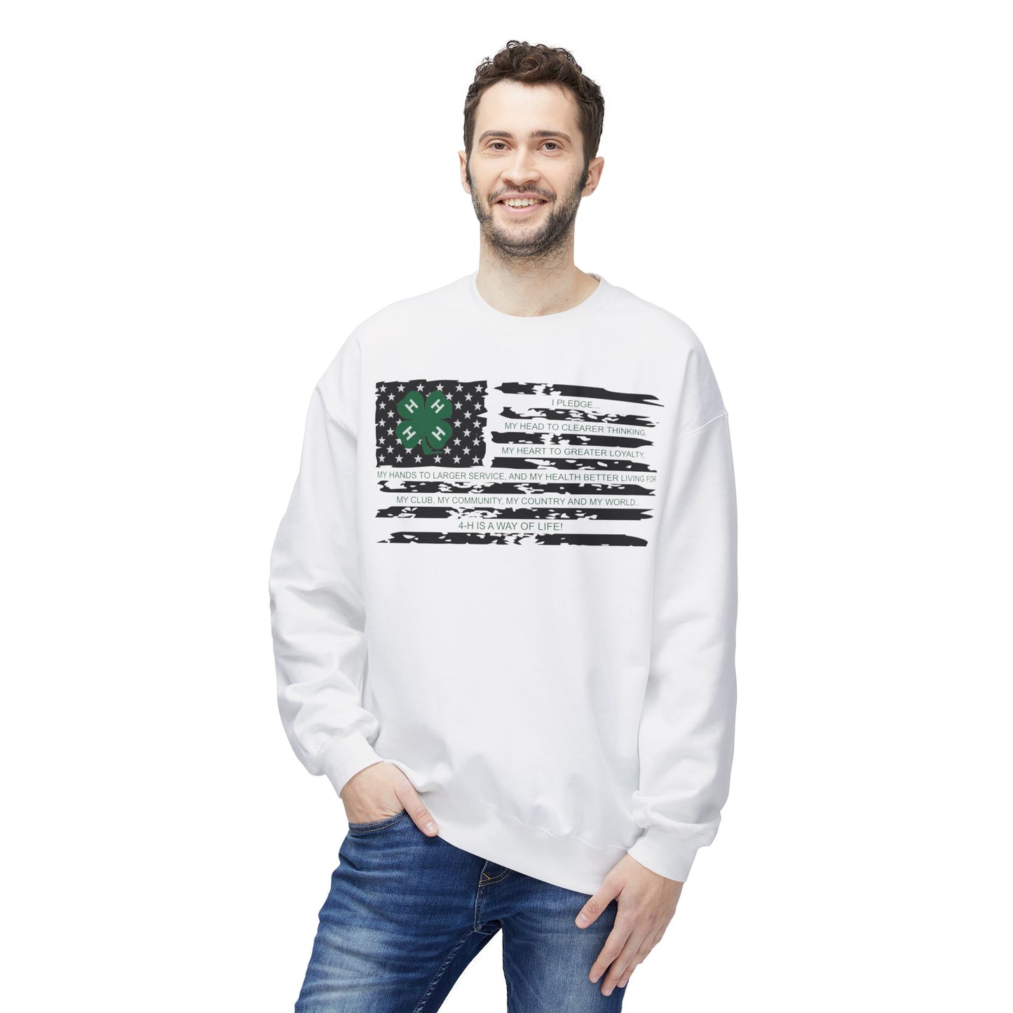 4=H PLEDGE American Flag - Crewneck Sweatshirt