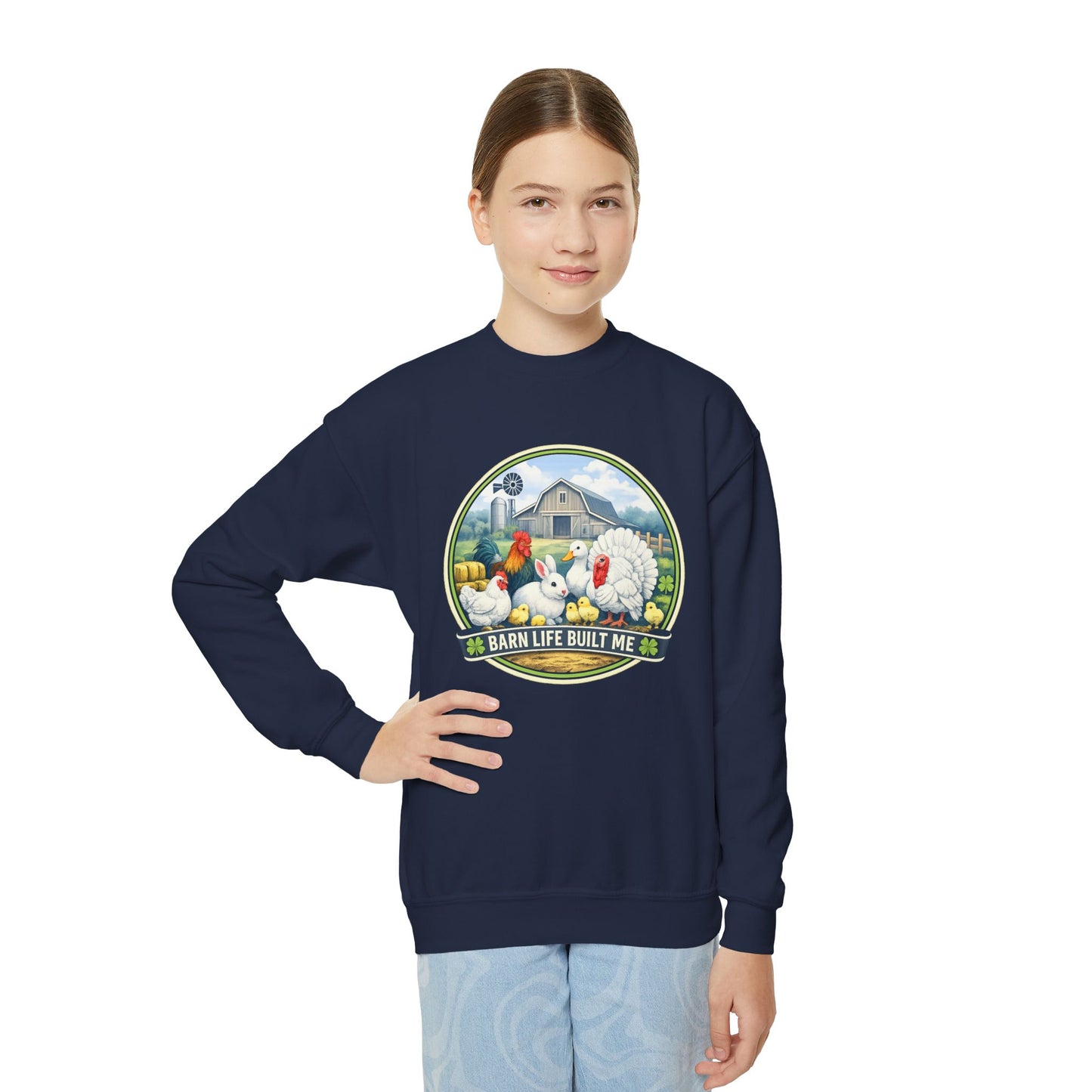 BARN LIFE BUILT ME - Small Animals - Youth Crewneck Sweatshirt