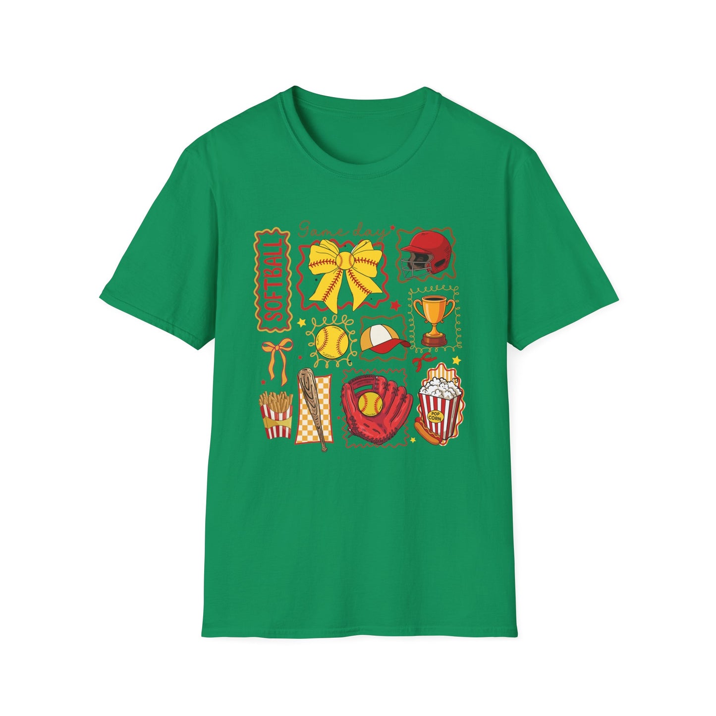 Softball Icons Graphic T-Shirt — 'Softball' Cute Doodles Tee