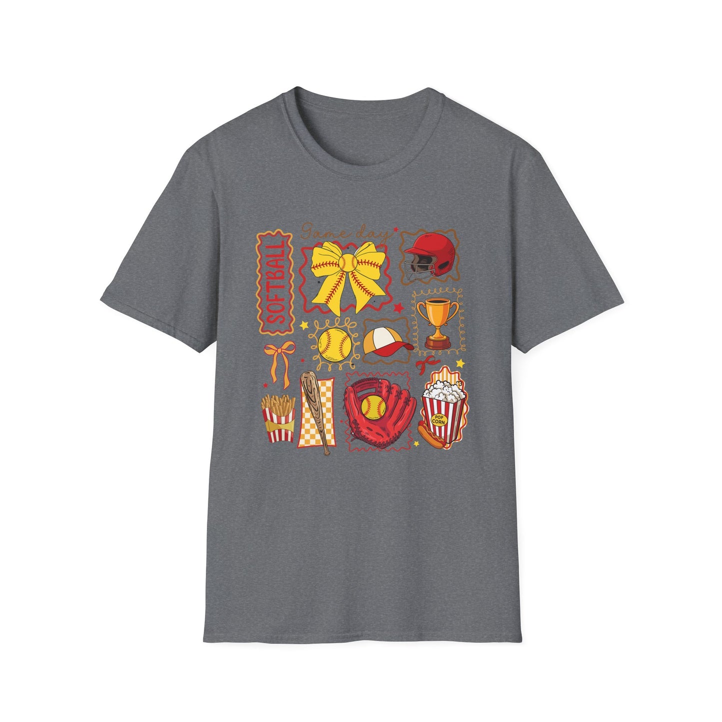 Softball Icons Graphic T-Shirt — 'Softball' Cute Doodles Tee