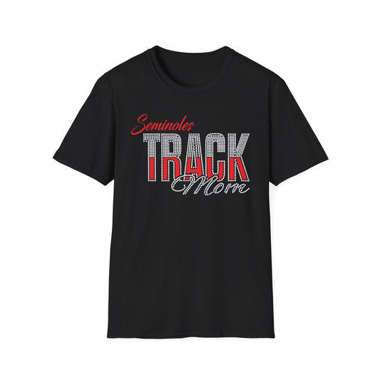 Seminoles Track Mom Unisex T-Shirt — Clear Rhinestone & Glitter Vinyl