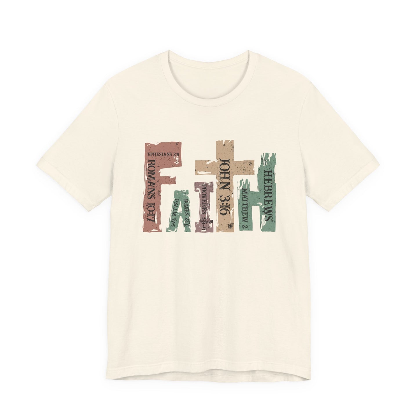 Faith Graphic Tee — "John 3:16" Rustic Cross Bible Verse T‑Shirt (Bella & Canvas)