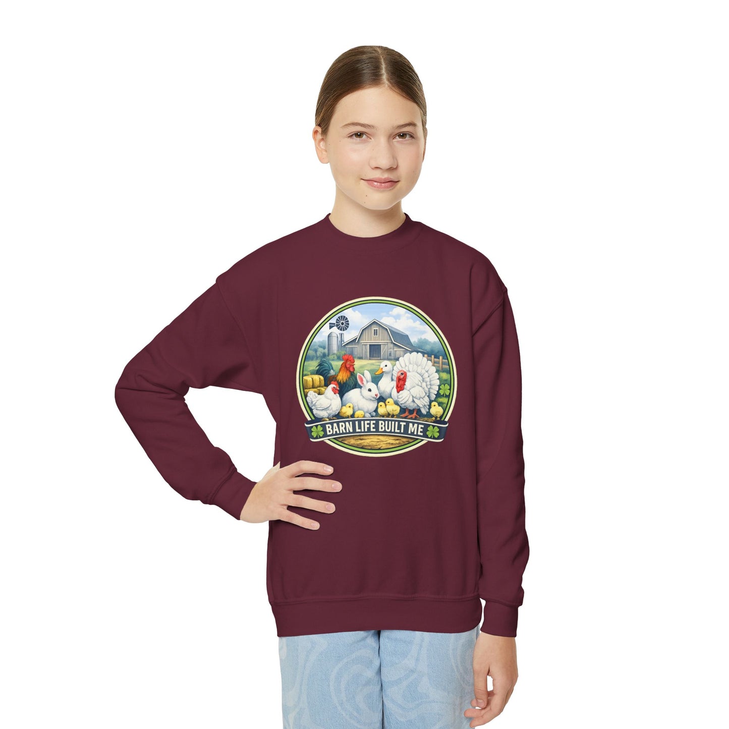 BARN LIFE BUILT ME - Small Animals - Youth Crewneck Sweatshirt