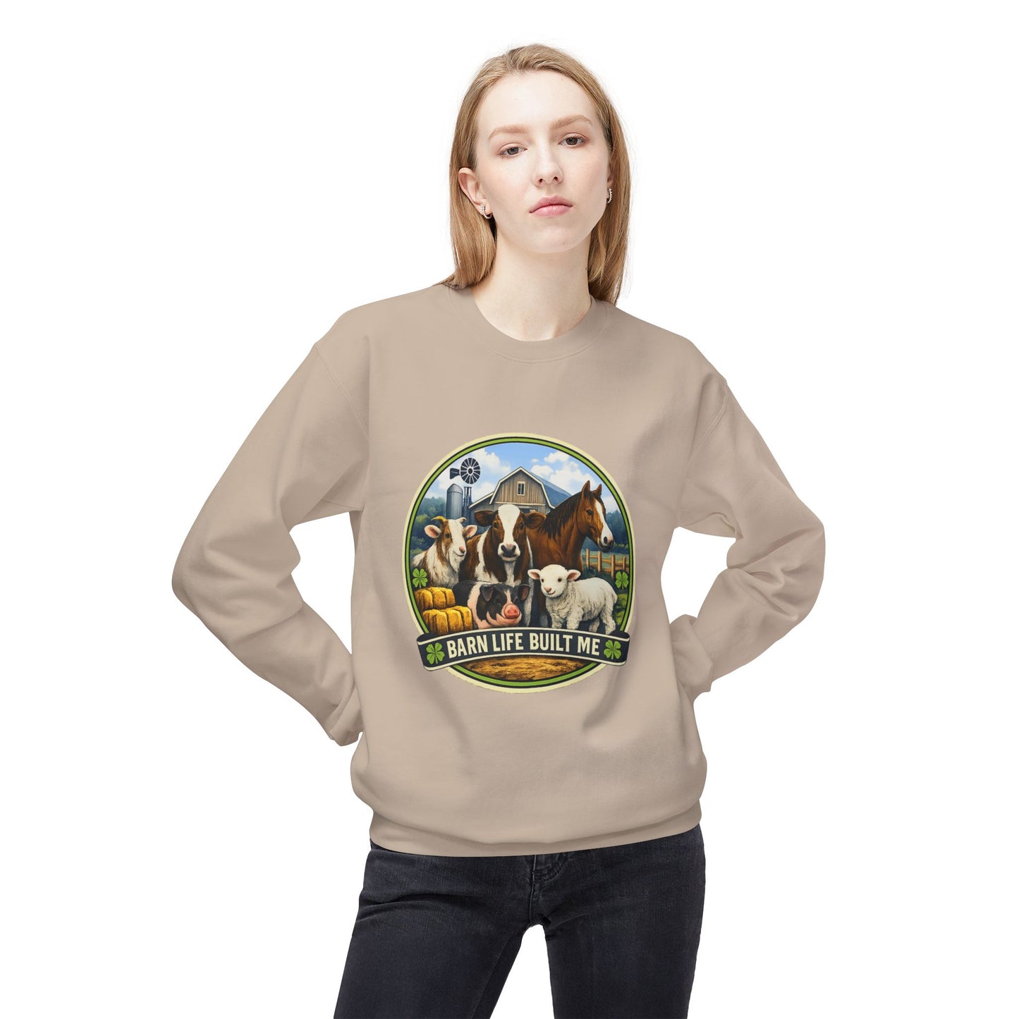 BARN LIFE BUILT ME - Large Animals - Crewneck Sweatshirt