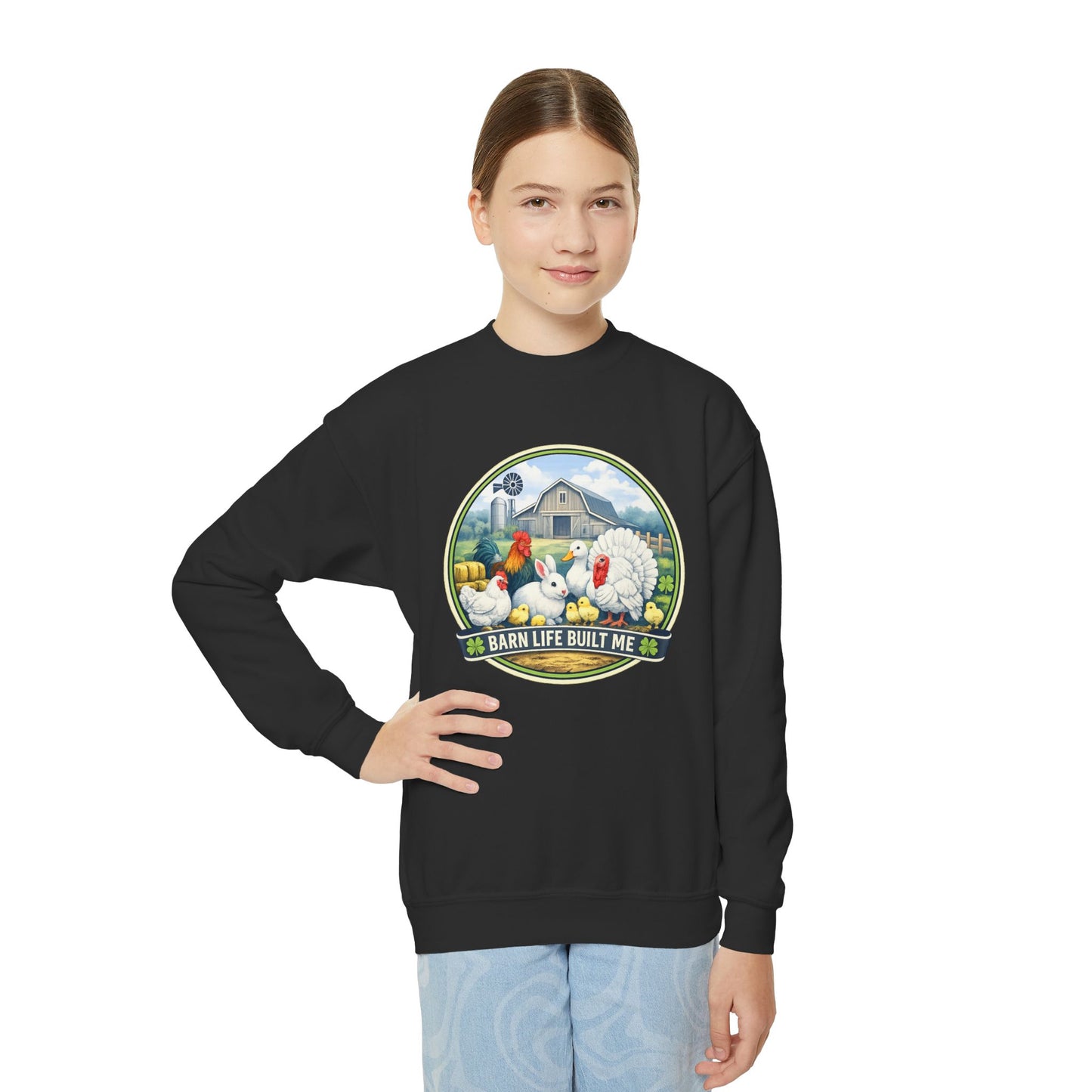 BARN LIFE BUILT ME - Small Animals - Youth Crewneck Sweatshirt