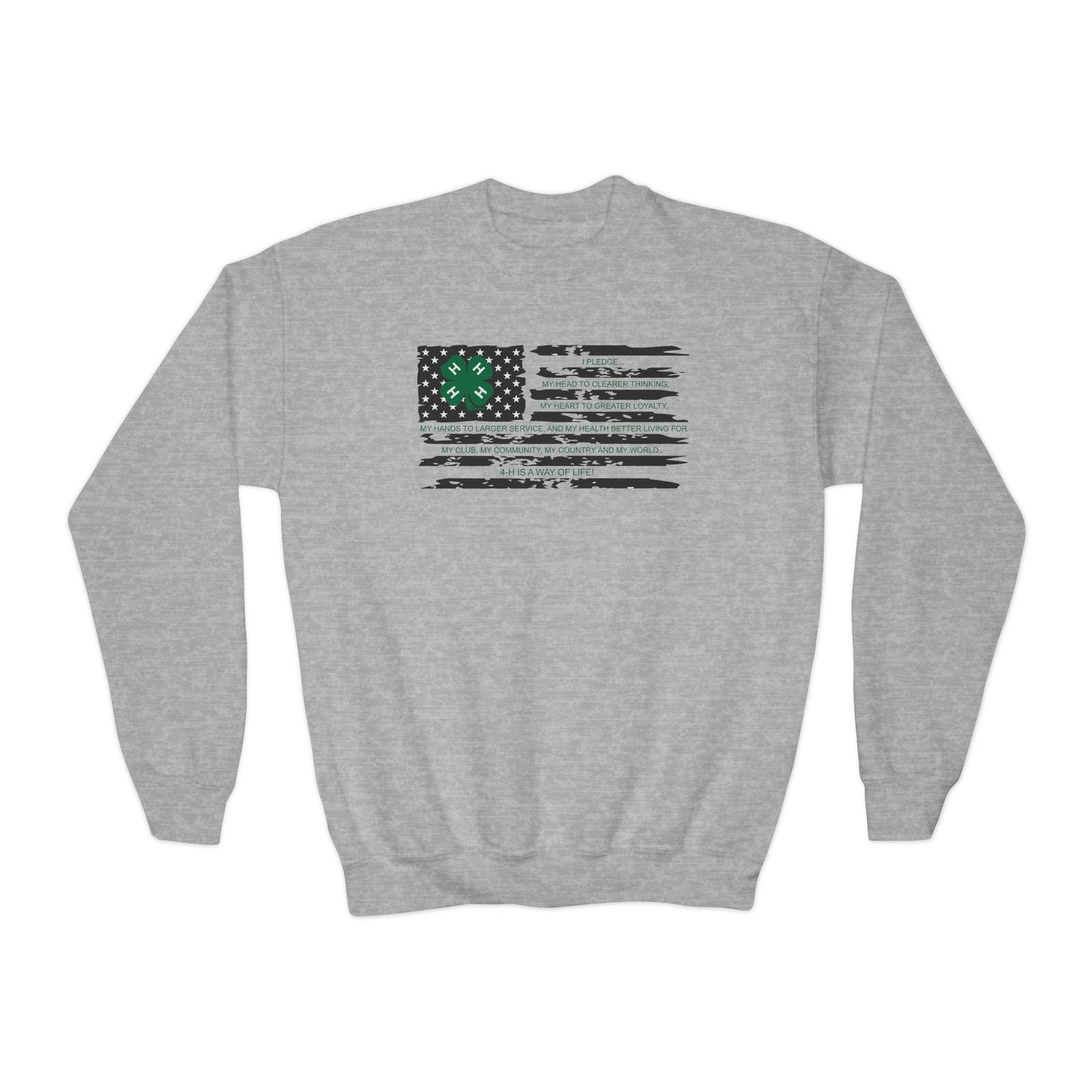 4-H PLEDGE American Flag - Youth Crewneck Sweatshirt