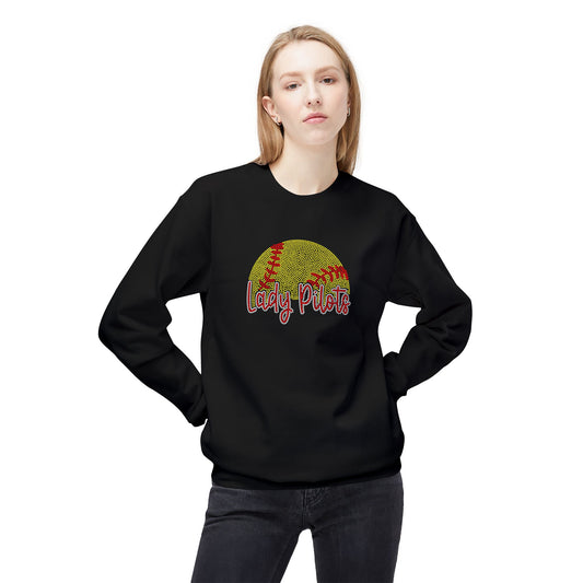 Lady Pilots Softball Crewneck Sweatshirt - Rhinestones