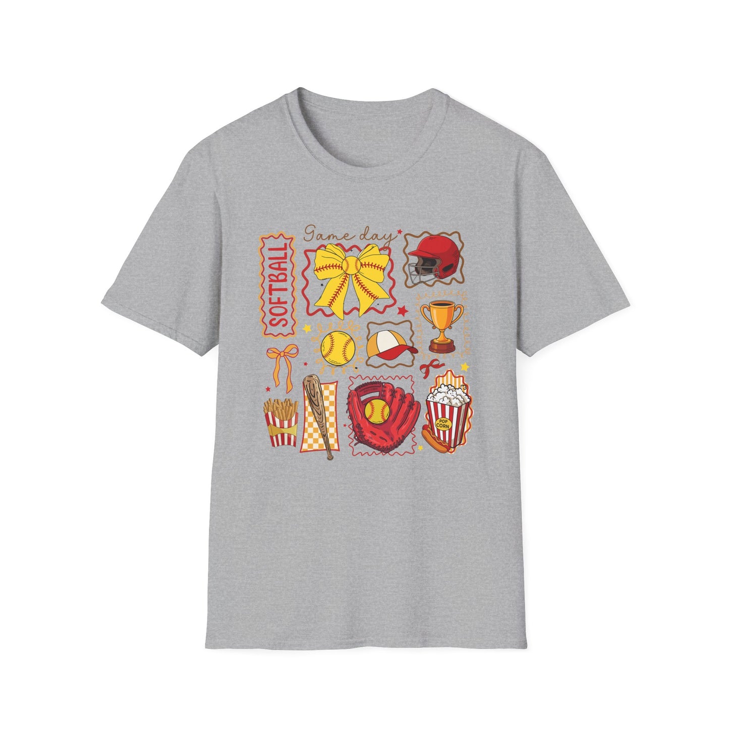 Softball Icons Graphic T-Shirt — 'Softball' Cute Doodles Tee