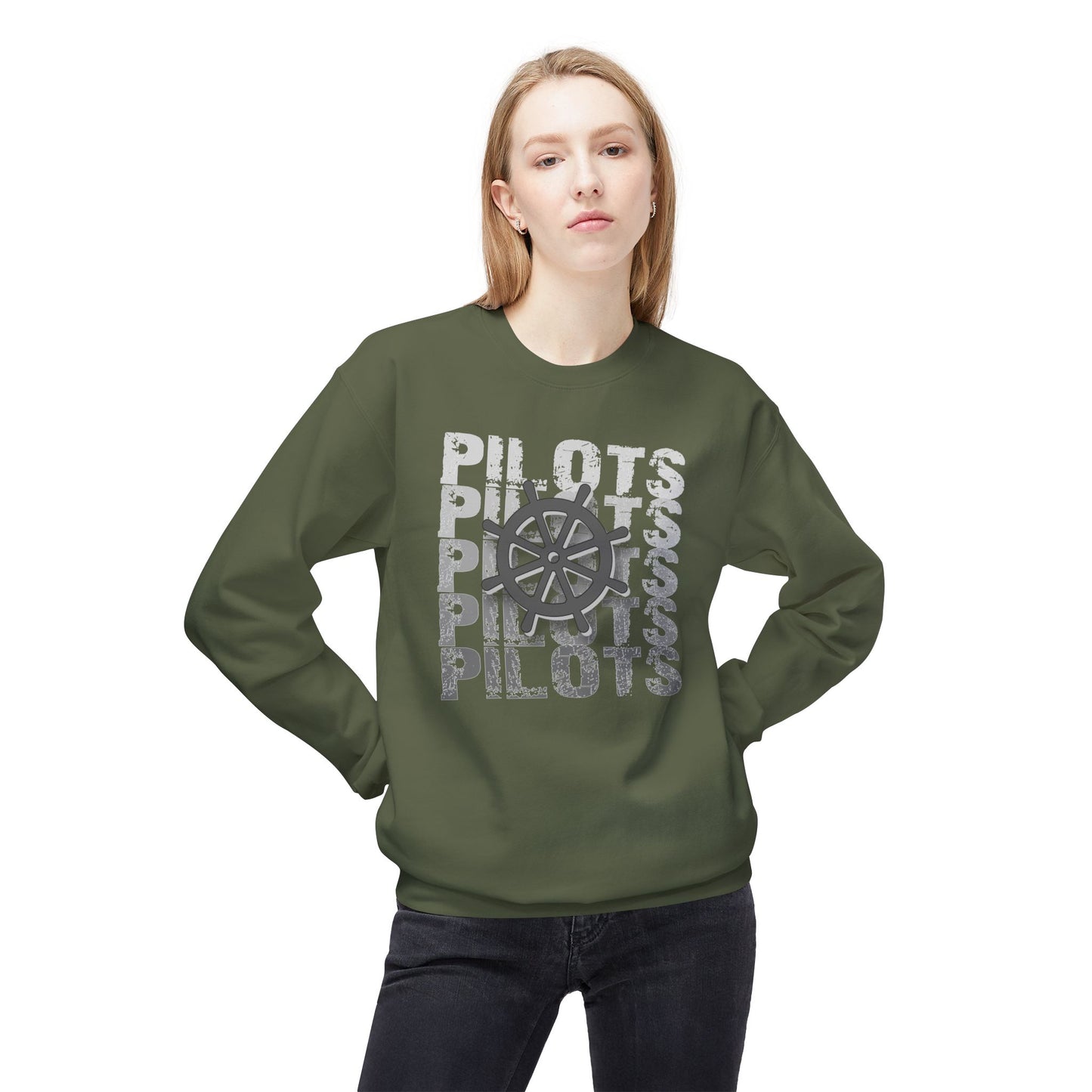 Pilots Stacked Wheel Crewneck Sweatshirt