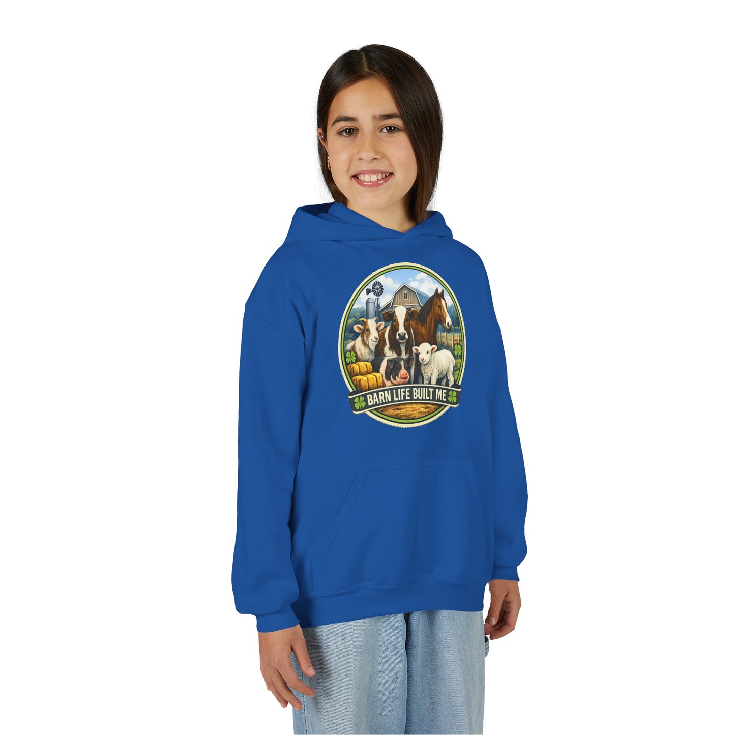 BARN LIFE BUILT ME - Large Animals - Youth Hoodie