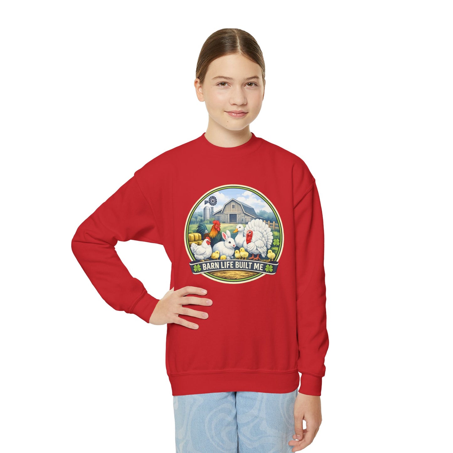 BARN LIFE BUILT ME - Small Animals - Youth Crewneck Sweatshirt