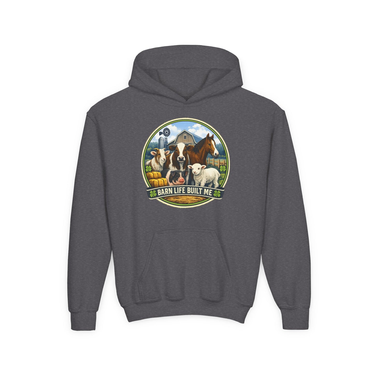 BARN LIFE BUILT ME - Large Animals - Youth Hoodie