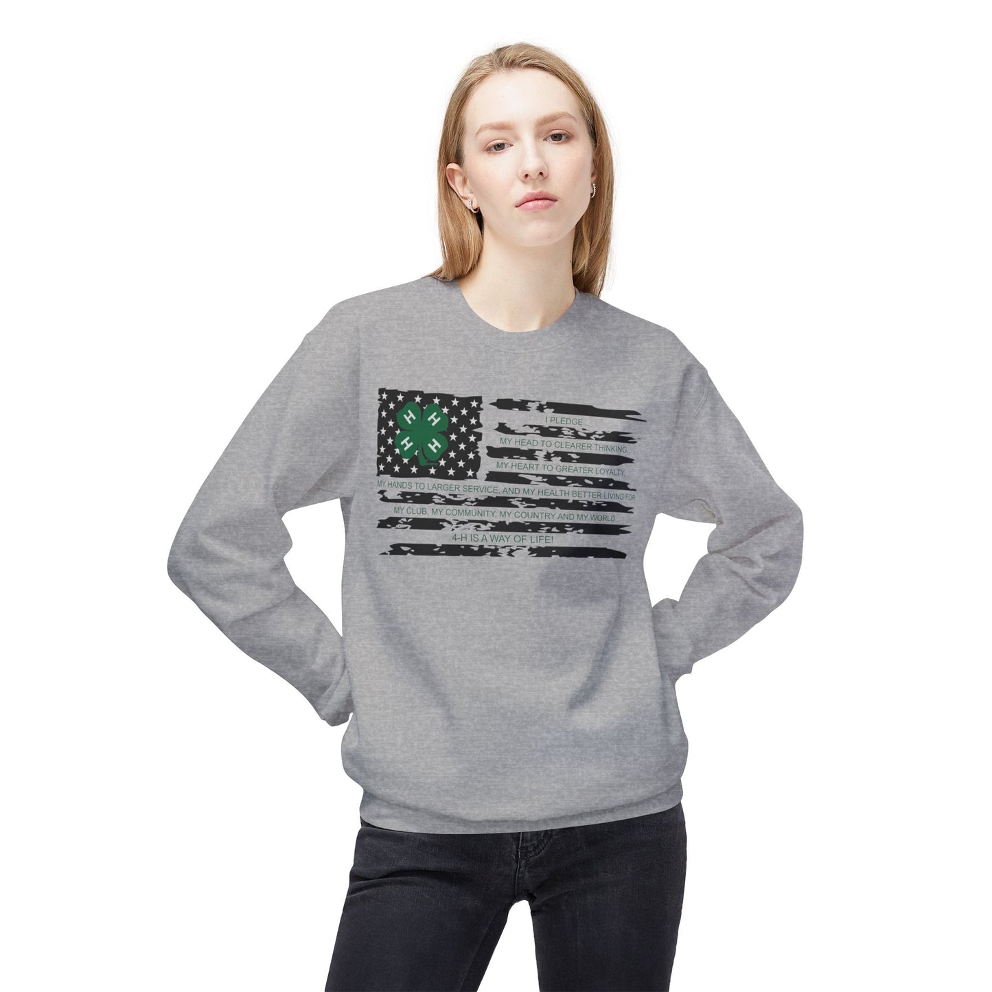 4=H PLEDGE American Flag - Crewneck Sweatshirt