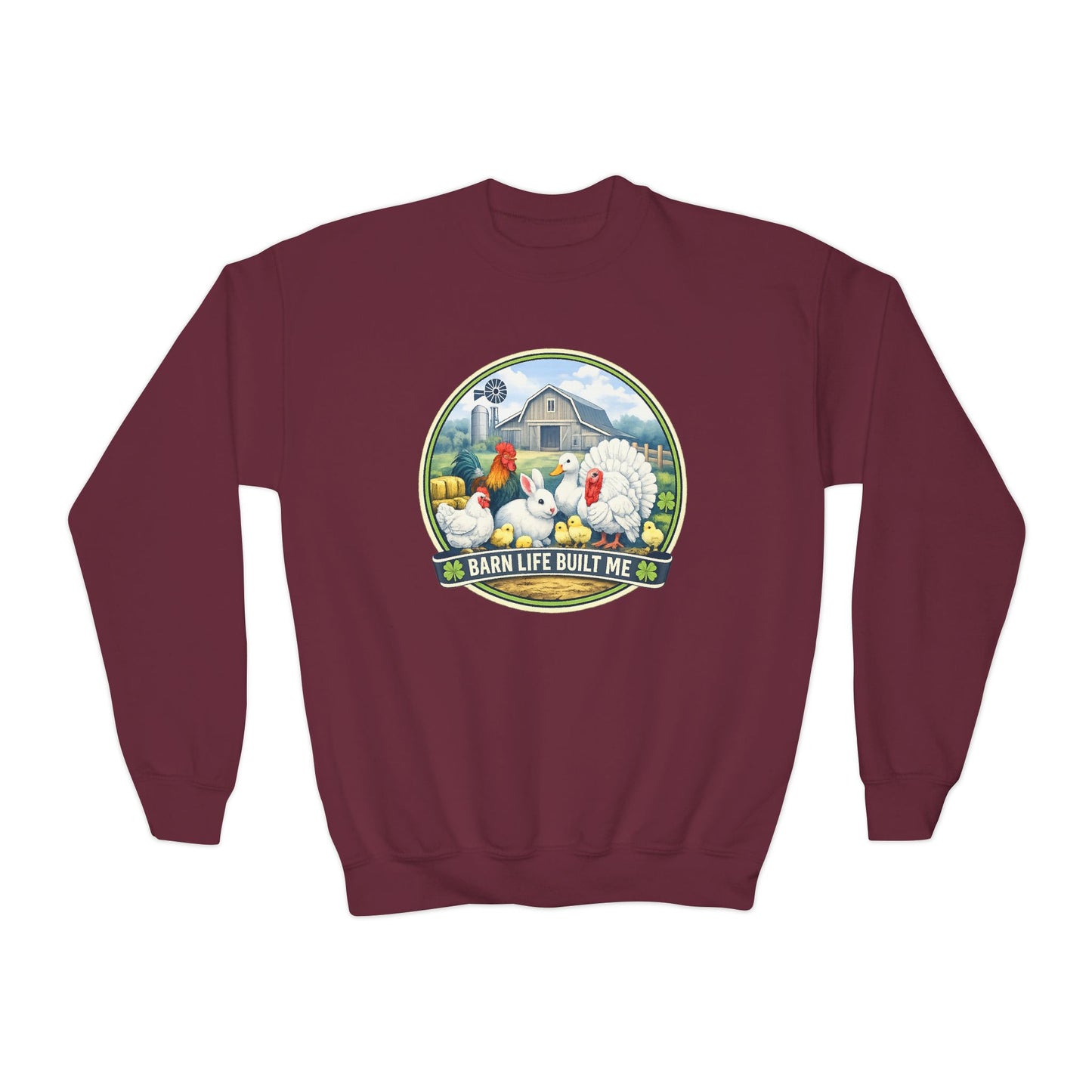BARN LIFE BUILT ME - Small Animals - Youth Crewneck Sweatshirt