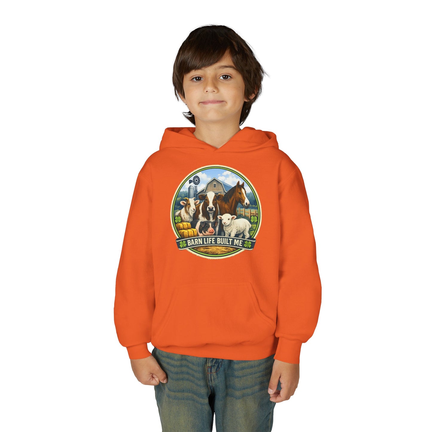 BARN LIFE BUILT ME - Large Animals - Youth Hoodie