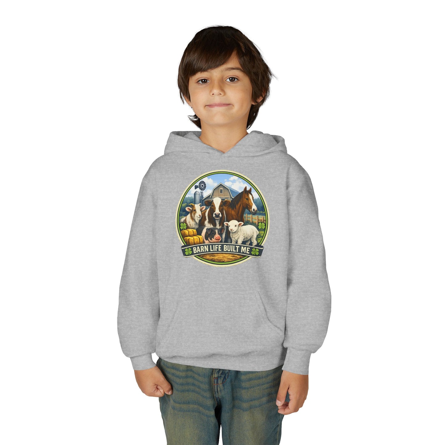 BARN LIFE BUILT ME - Large Animals - Youth Hoodie