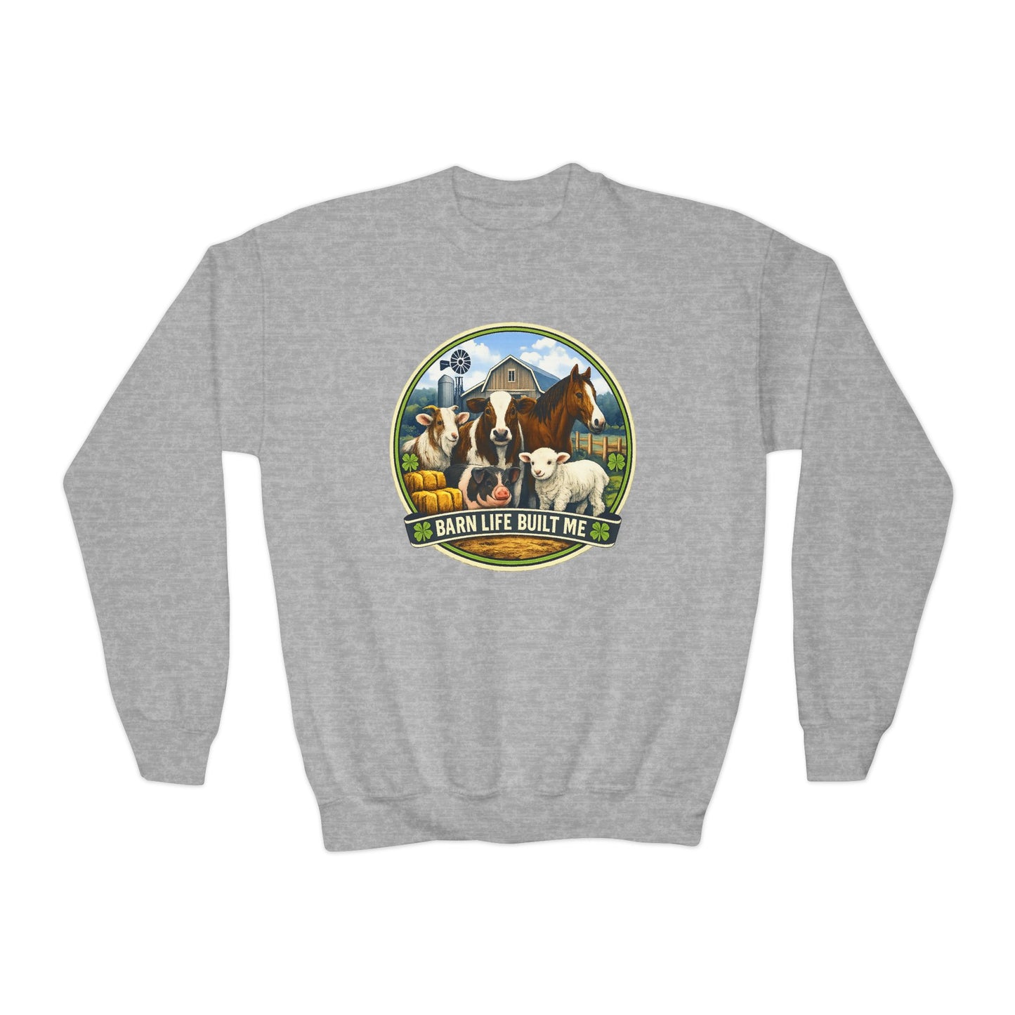 BARN LIFE BUILT ME - Large Animals - Youth Crewneck Sweatshirt