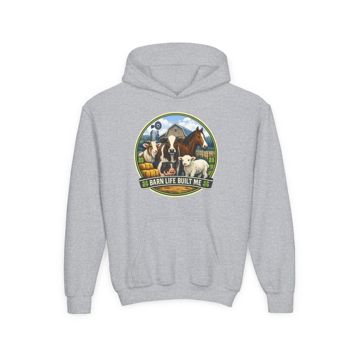 BARN LIFE BUILT ME - Large Animals - Youth Hoodie