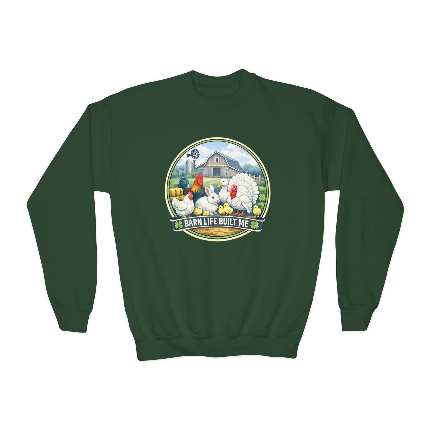 BARN LIFE BUILT ME - Small Animals - Youth Crewneck Sweatshirt