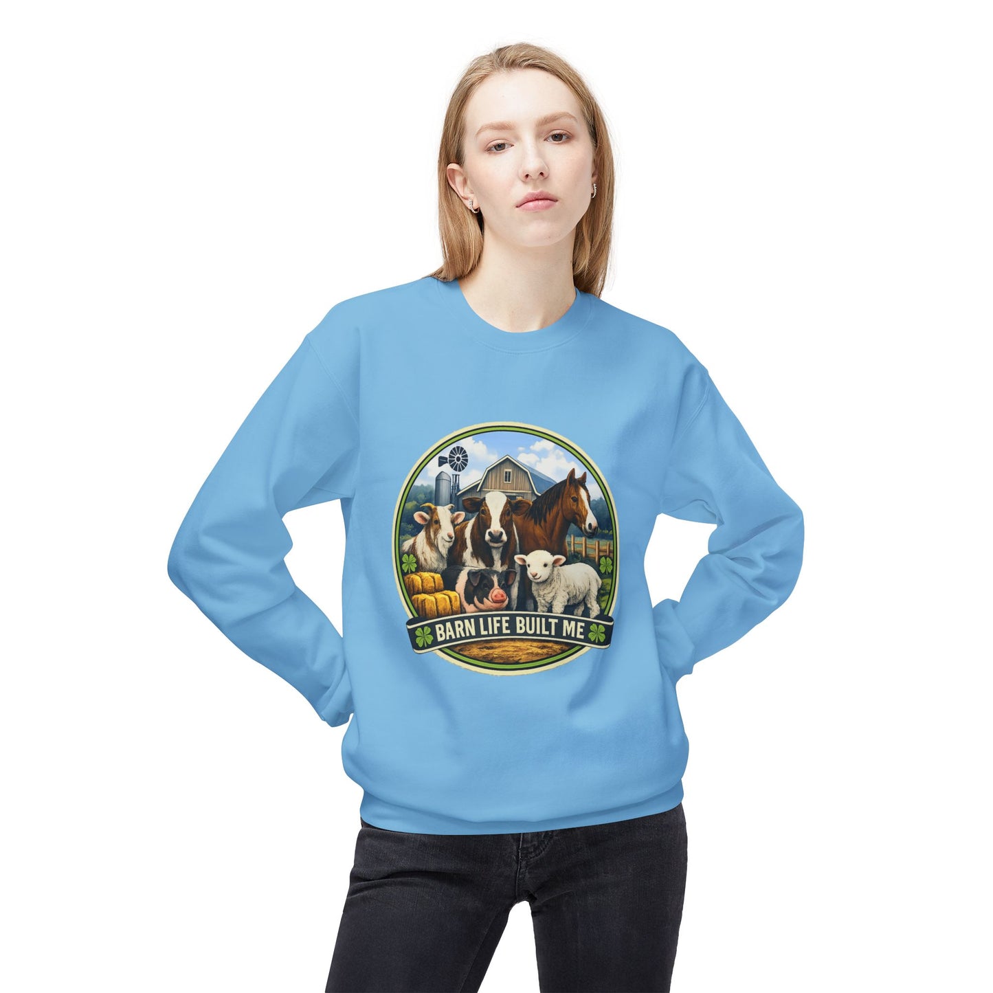BARN LIFE BUILT ME - Large Animals - Crewneck Sweatshirt