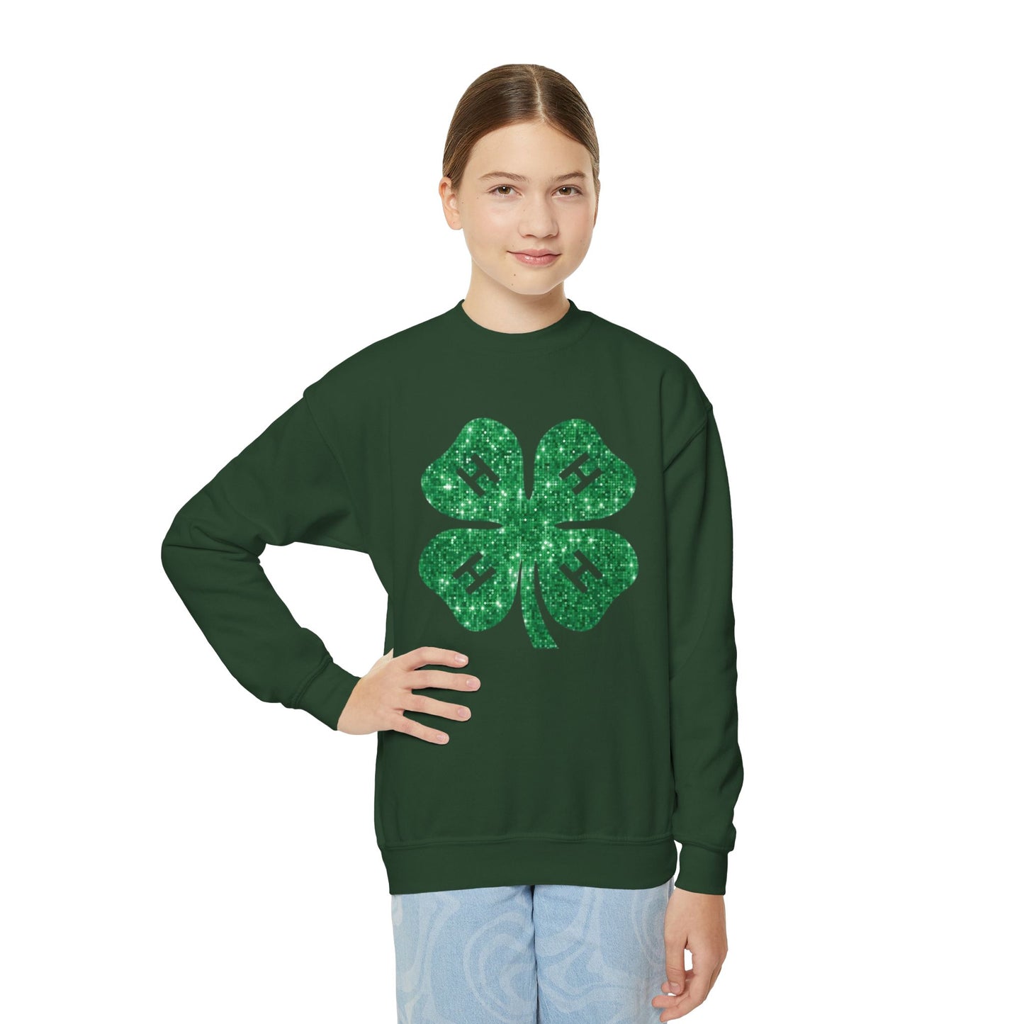 4-H GLITTER - Youth Crewneck Sweatshirt