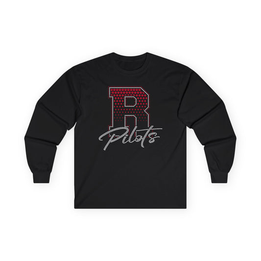 River Pilots Long Sleeve Tee — RHINESTONE R & GLITTER DESIGN!