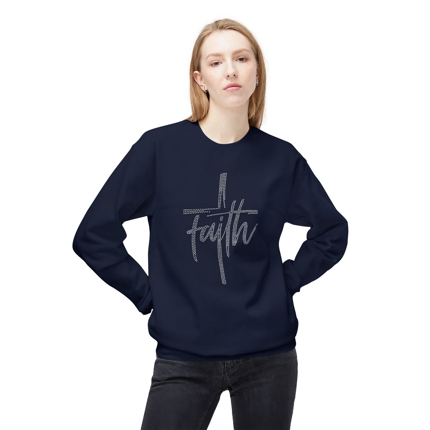 Faith Cross Crewneck Sweatshirt — Rhinestones