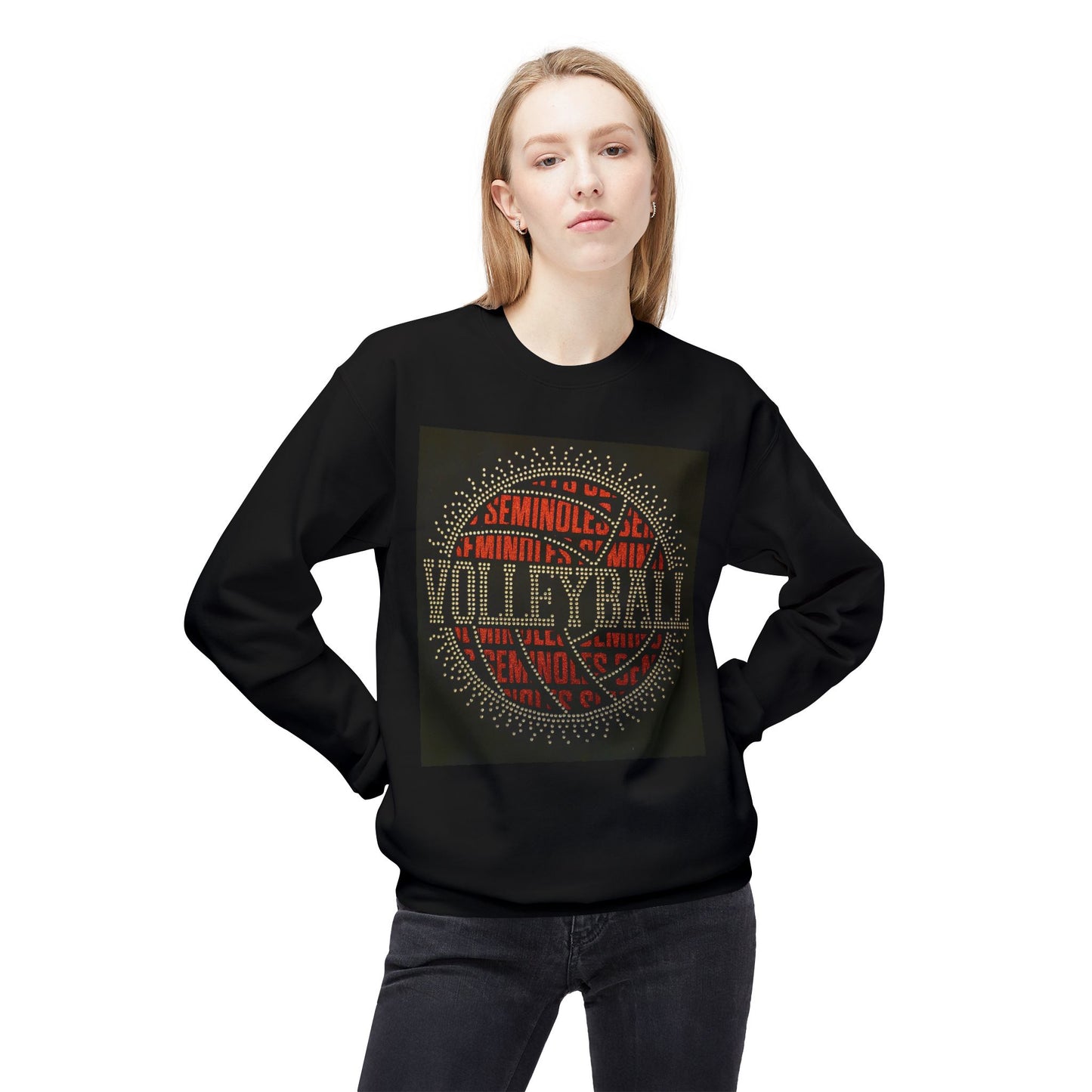 Seminoles Volleyball Rhinestone Crewneck Sweatshirt (Gold Rhinestones)