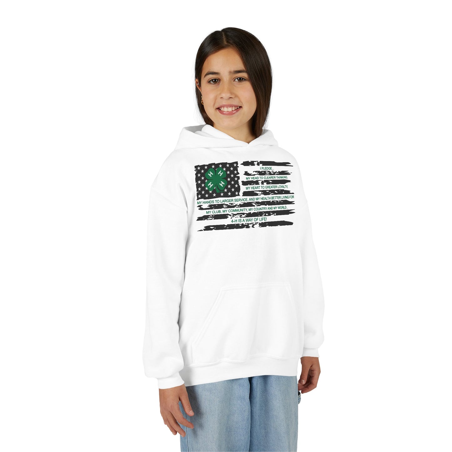 4-H PLEDGE American Flag - Youth Hoodie