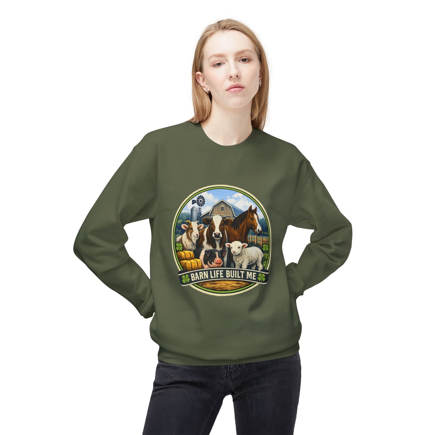 BARN LIFE BUILT ME - Large Animals - Crewneck Sweatshirt
