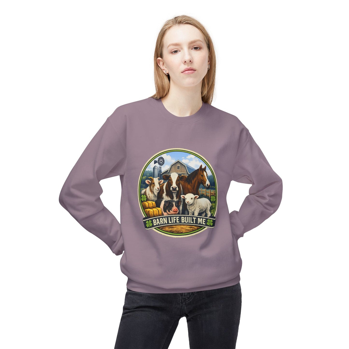 BARN LIFE BUILT ME - Large Animals - Crewneck Sweatshirt