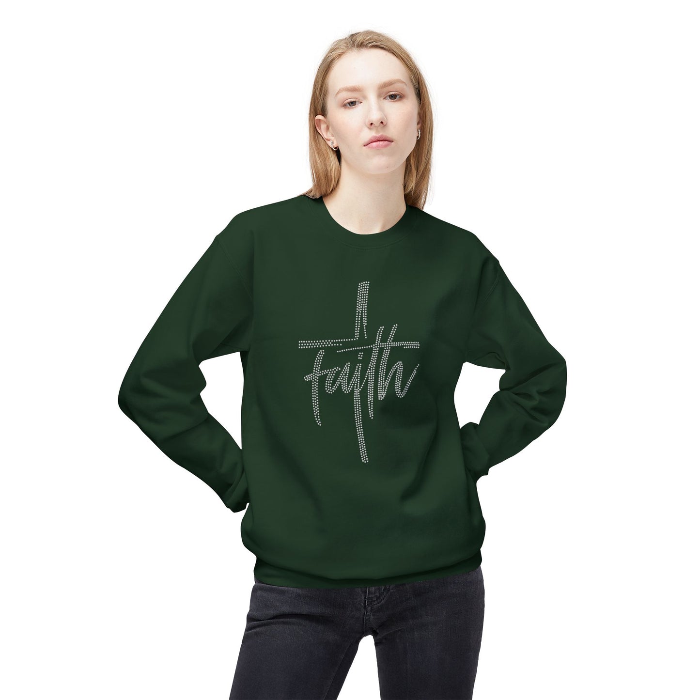 Faith Cross Crewneck Sweatshirt — Rhinestones