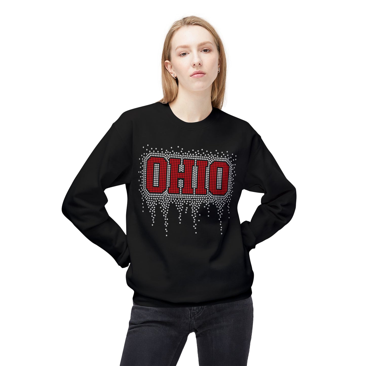 Ohio Rhinestone Block Crewneck Sweatshirt