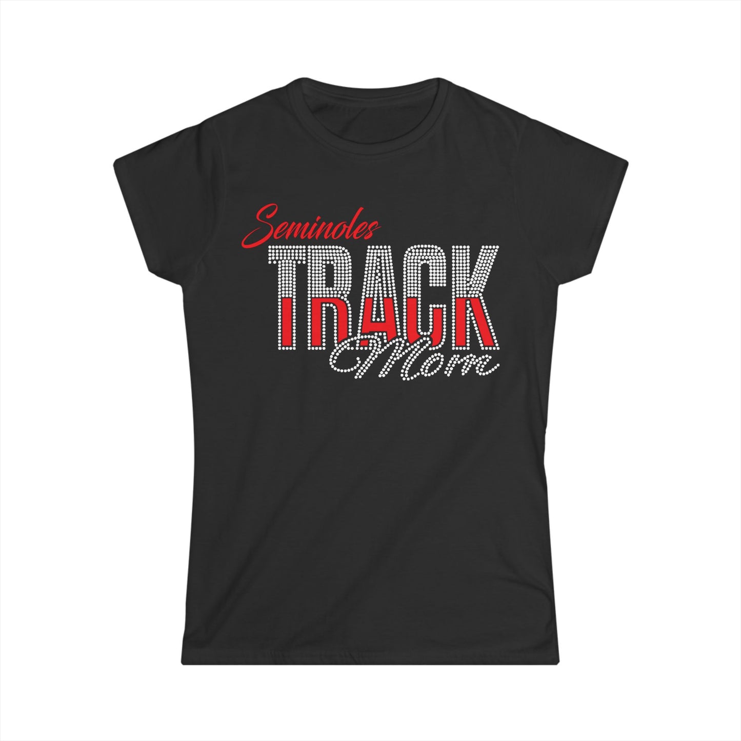 Seminoles Track Mom Women's T-Shirt — Clear Rhinestone & Glitter vinyl