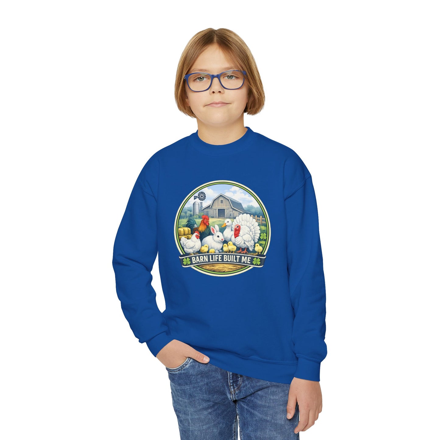 BARN LIFE BUILT ME - Small Animals - Youth Crewneck Sweatshirt