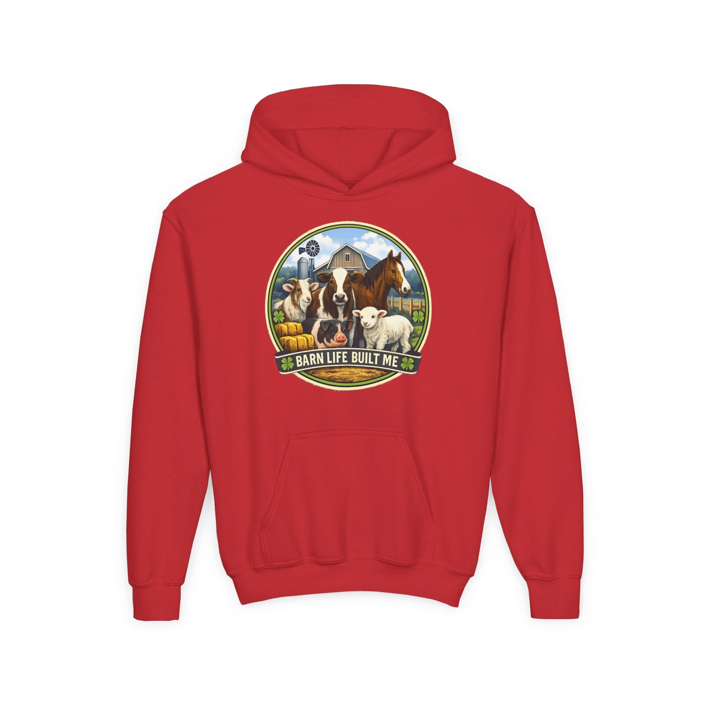 BARN LIFE BUILT ME - Large Animals - Youth Hoodie