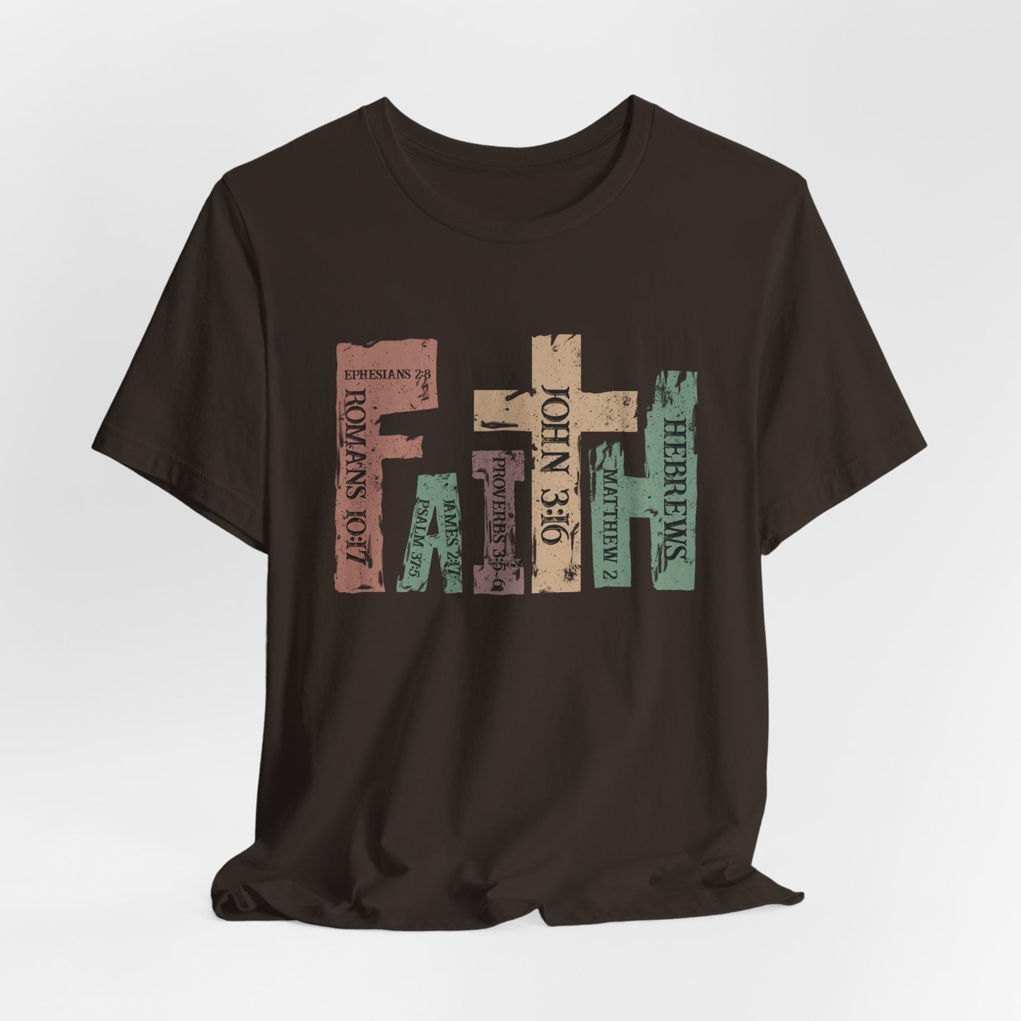 Faith Graphic Tee — "John 3:16" Rustic Cross Bible Verse T‑Shirt (Bella & Canvas)