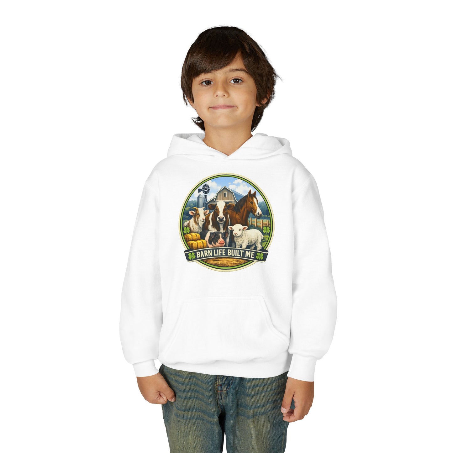 BARN LIFE BUILT ME - Large Animals - Youth Hoodie