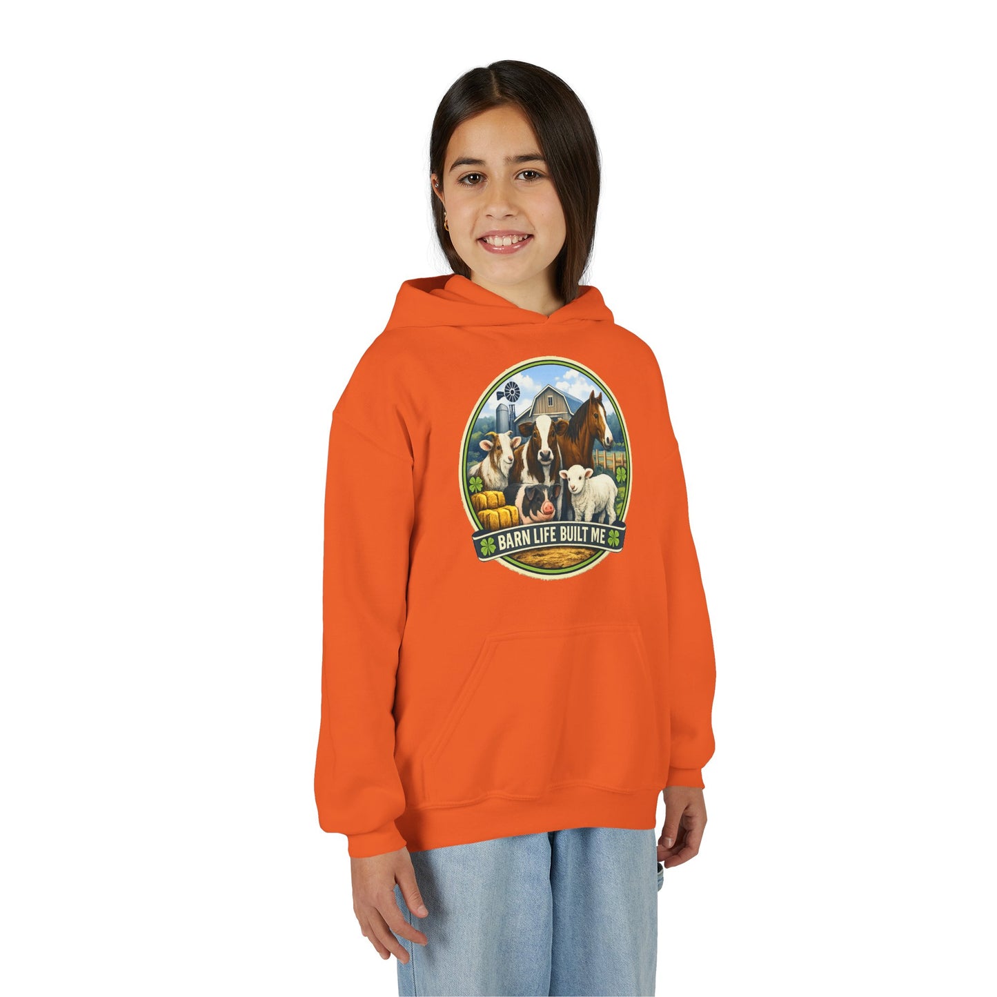 BARN LIFE BUILT ME - Large Animals - Youth Hoodie