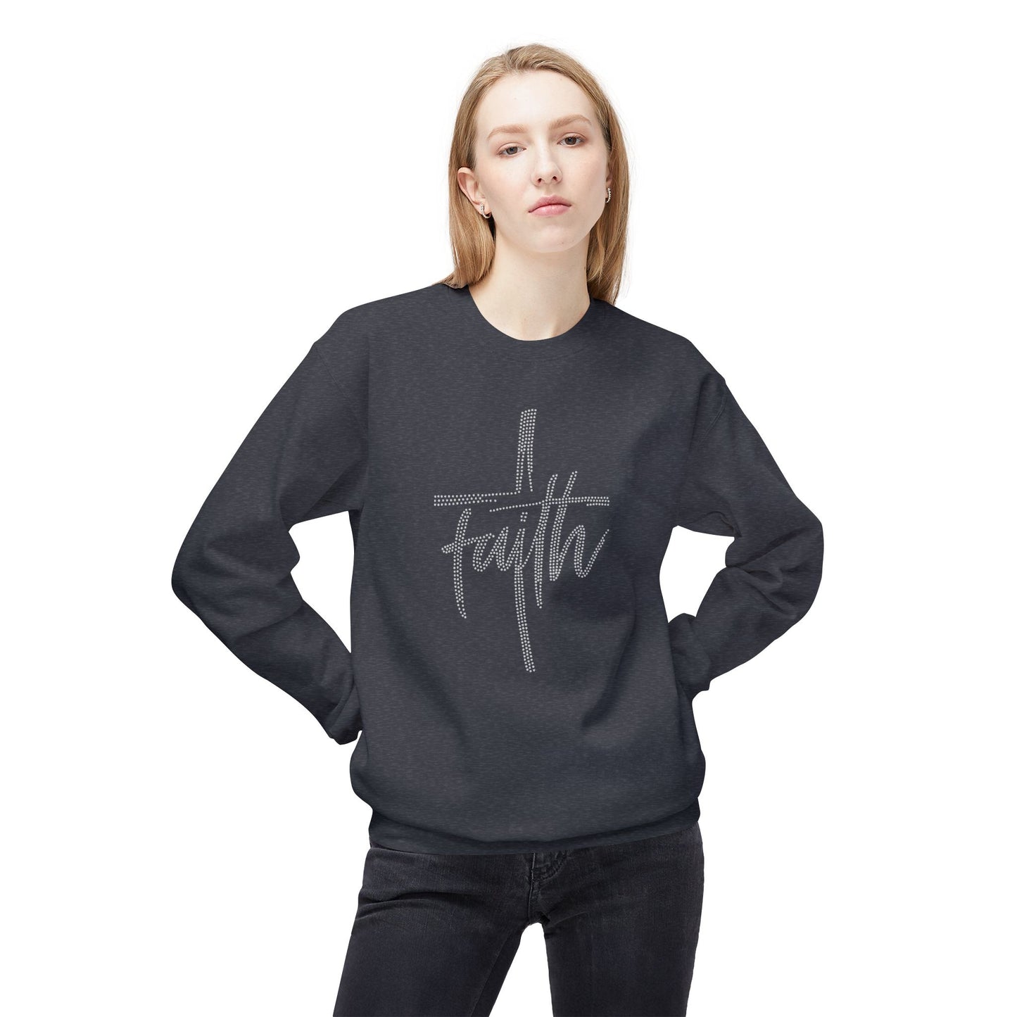 Faith Cross Crewneck Sweatshirt — Rhinestones