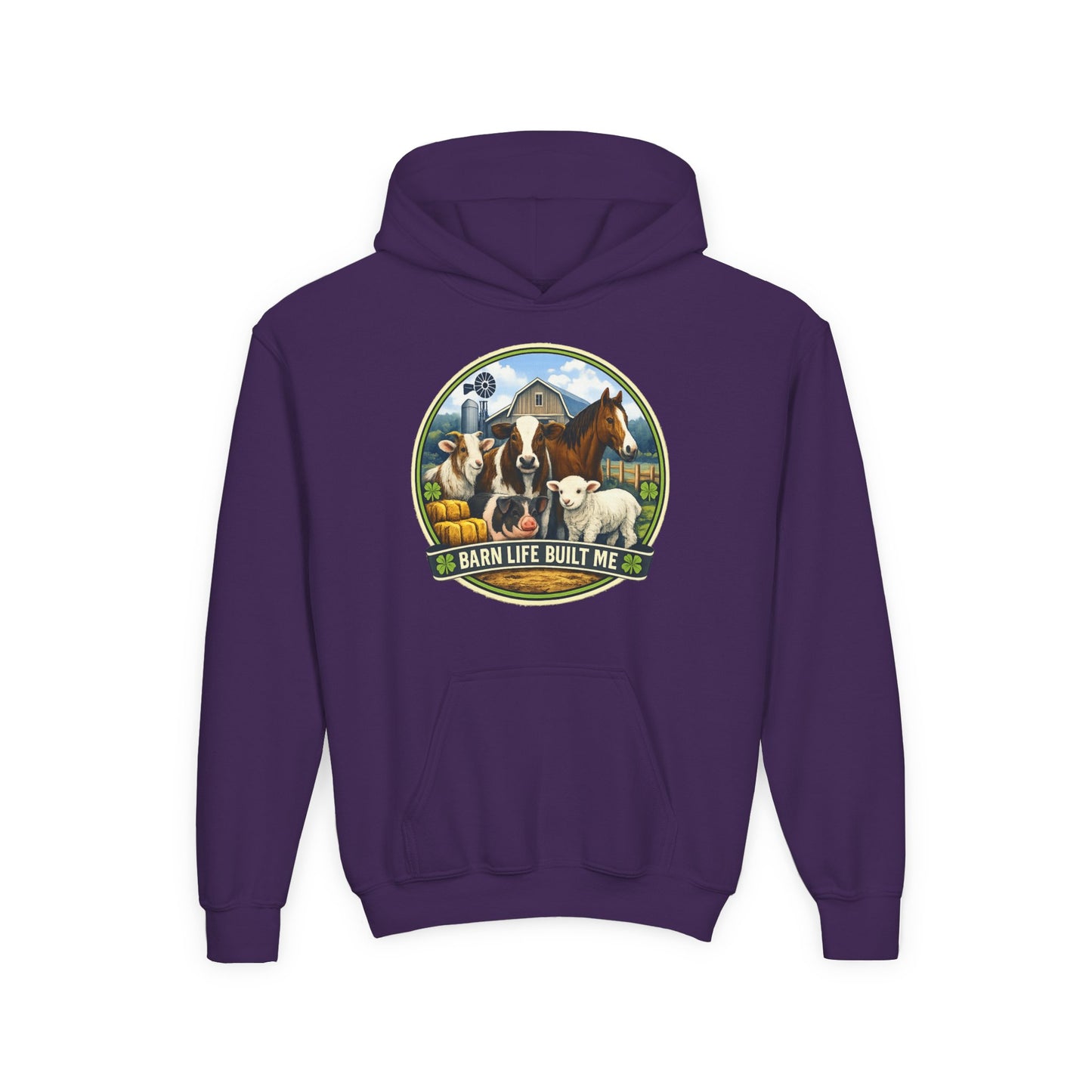 BARN LIFE BUILT ME - Large Animals - Youth Hoodie