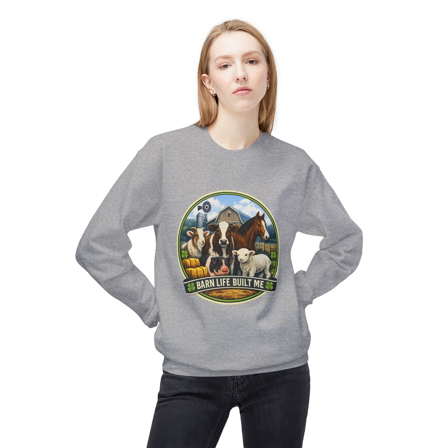 BARN LIFE BUILT ME - Large Animals - Crewneck Sweatshirt