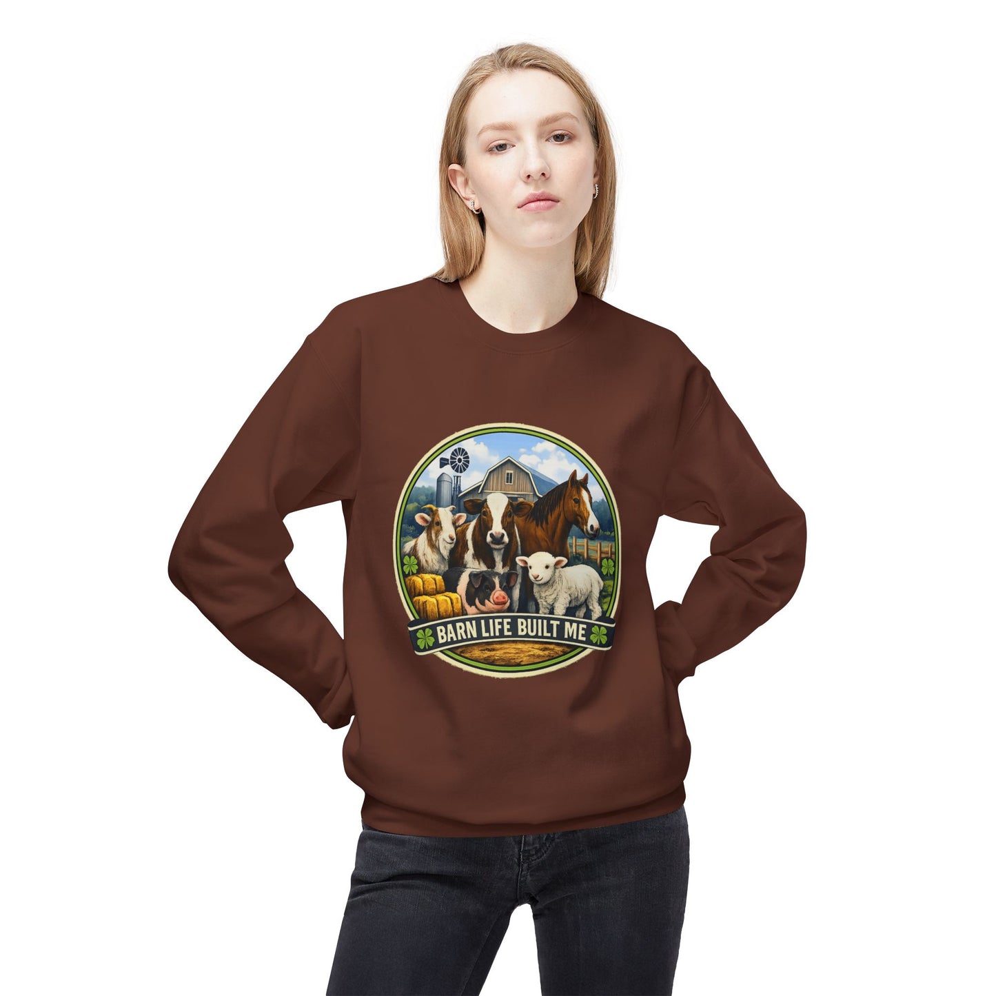 BARN LIFE BUILT ME - Large Animals - Crewneck Sweatshirt