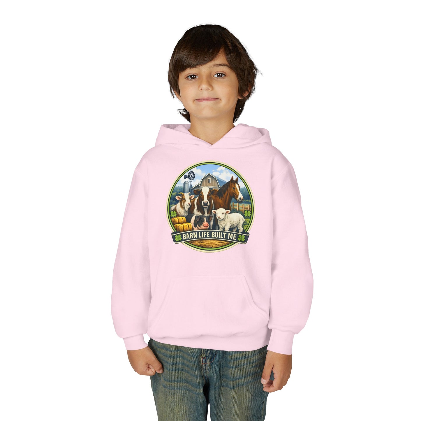 BARN LIFE BUILT ME - Large Animals - Youth Hoodie